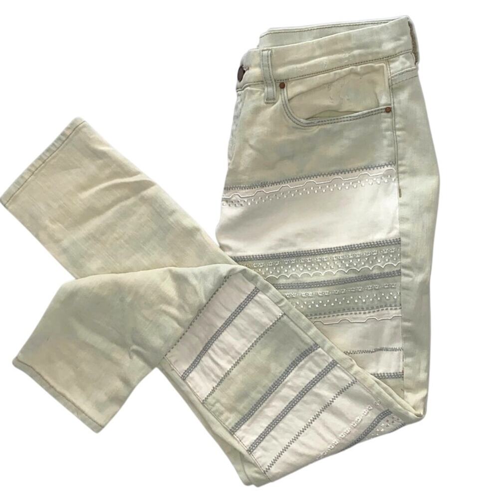 BlankNYC Embroidered Jeans Patchwork Classique Skinny Boho Striped 10 Distressed